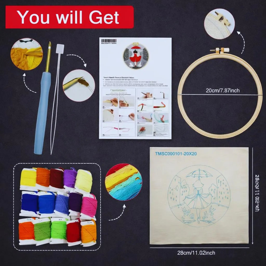 Punch Needle Kit Red Umbrella