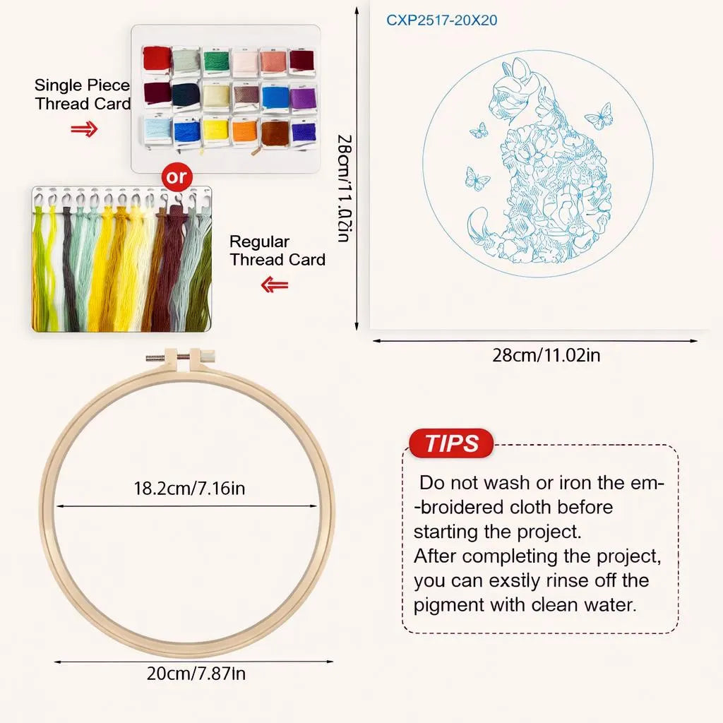 Cat Embroidery Kit