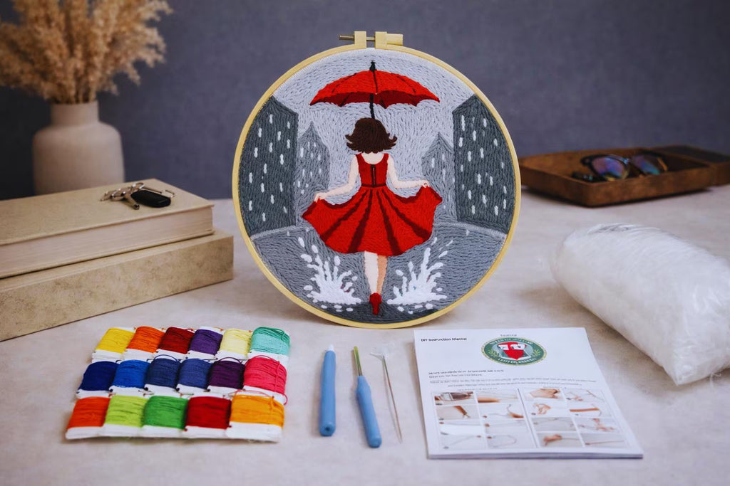 Punch Needle Kit Red Umbrella