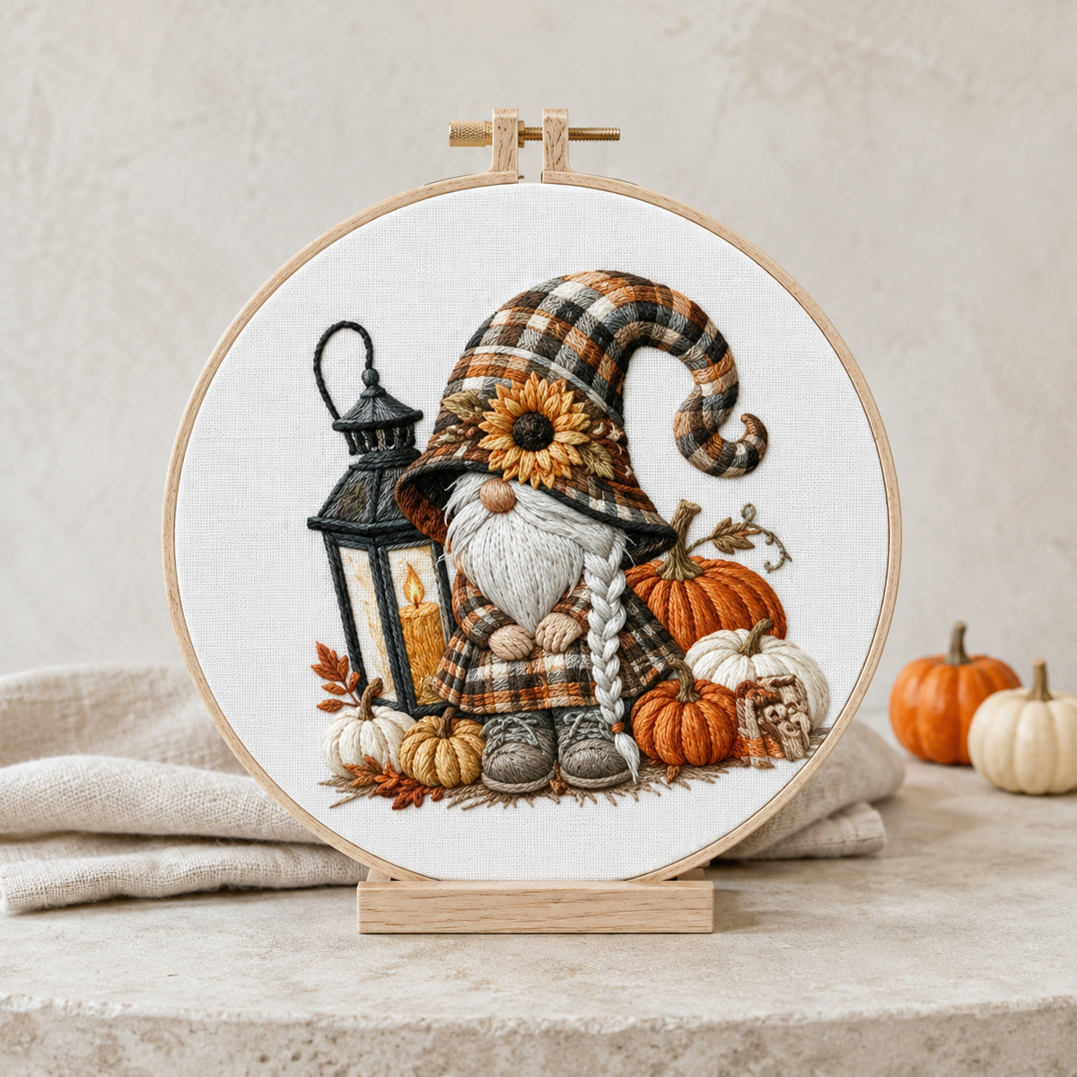 Autumn Gnome Lantern Embroidery Kit