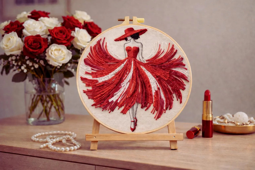 Red Dress Lady Embroidery Kit