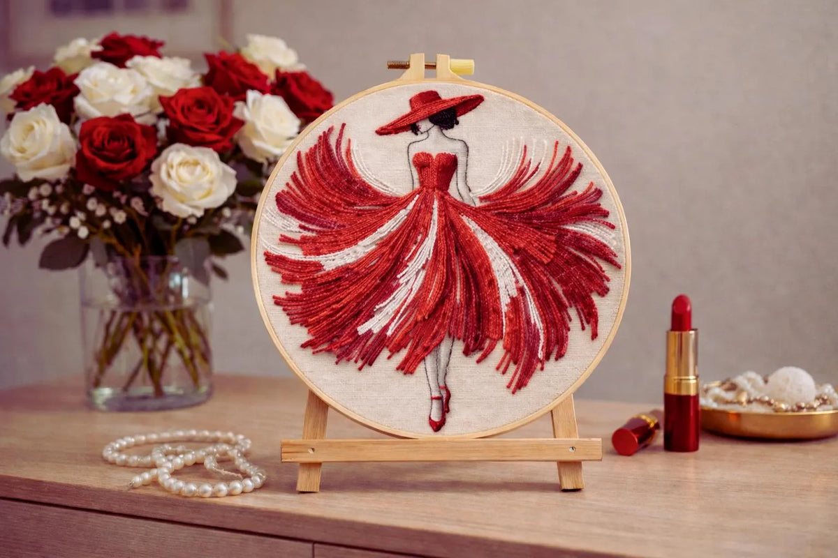 Red Dress Lady Embroidery Kit
