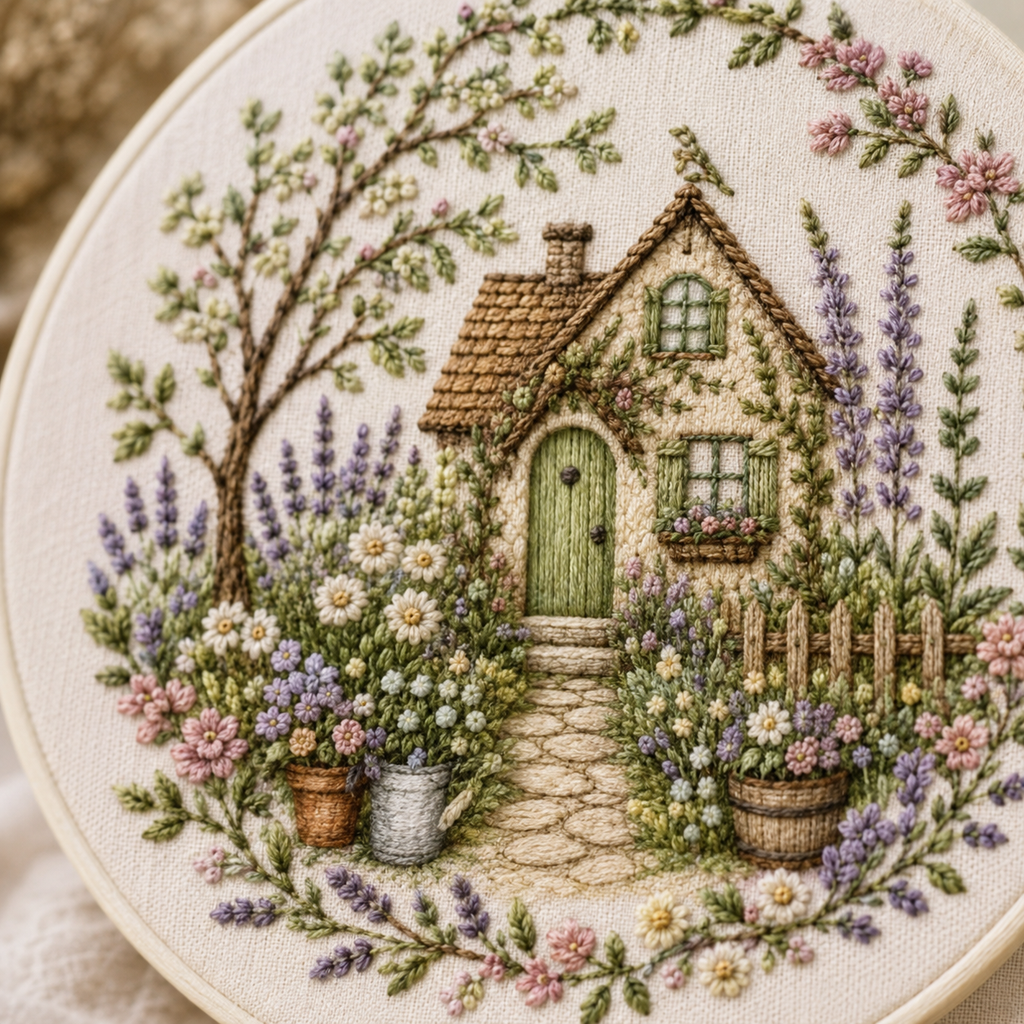 Cottage Garden House Embroidery Kit