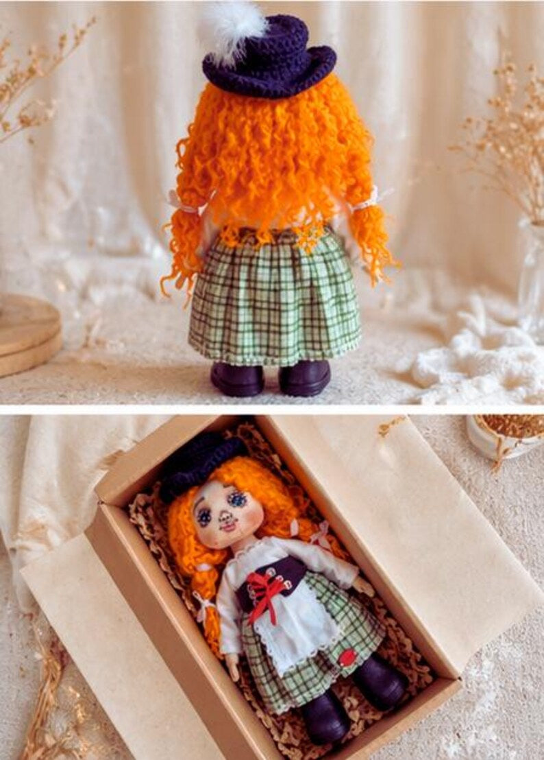 Curly-Haired Cloth Art Doll