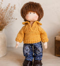 Handmade Cloth Boy Doll in Mustard Sweater