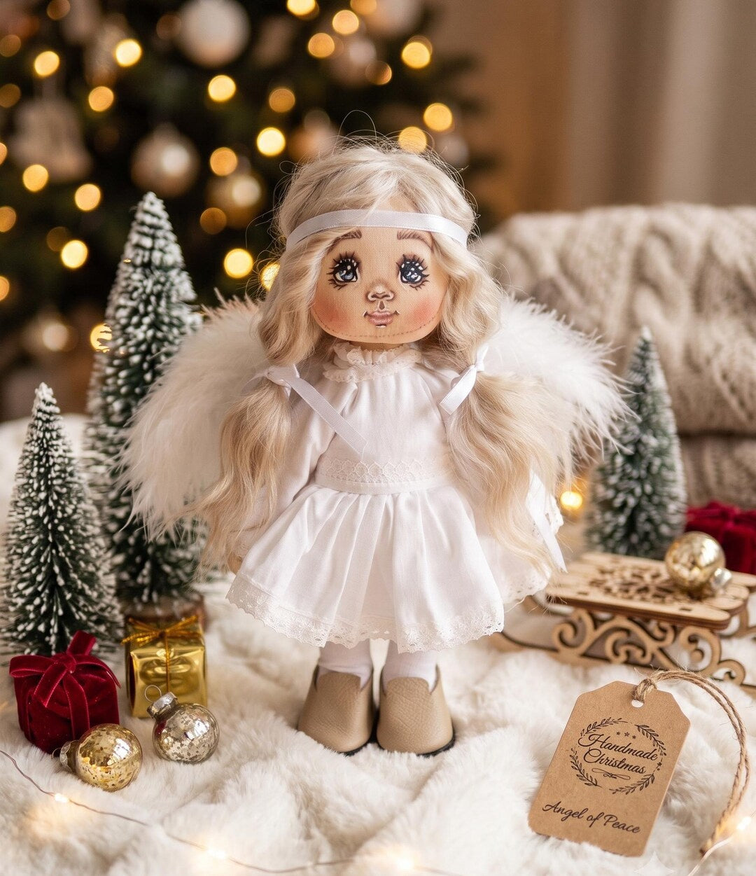 Handmade Christmas Angel Art Doll