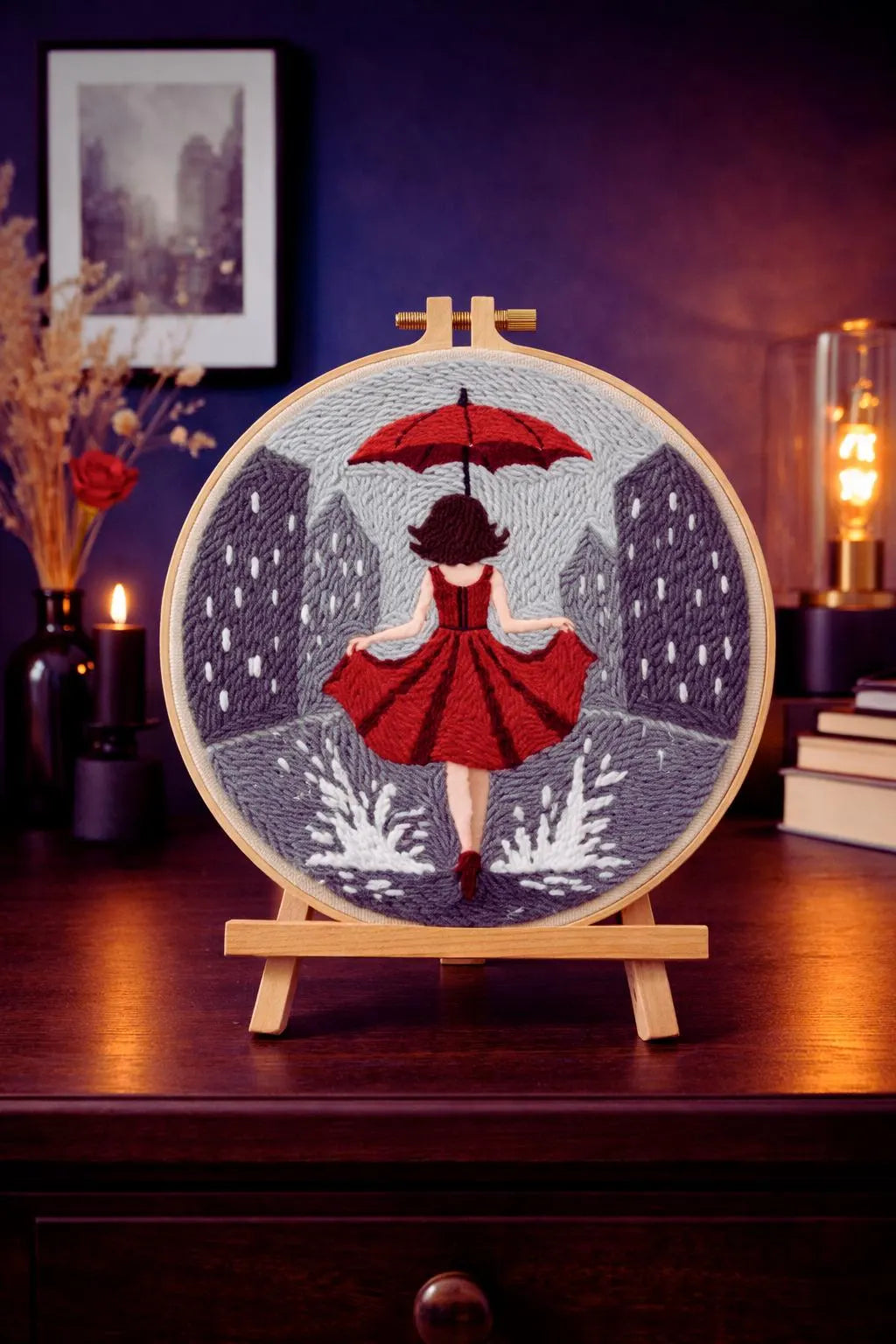 Punch Needle Kit Red Umbrella