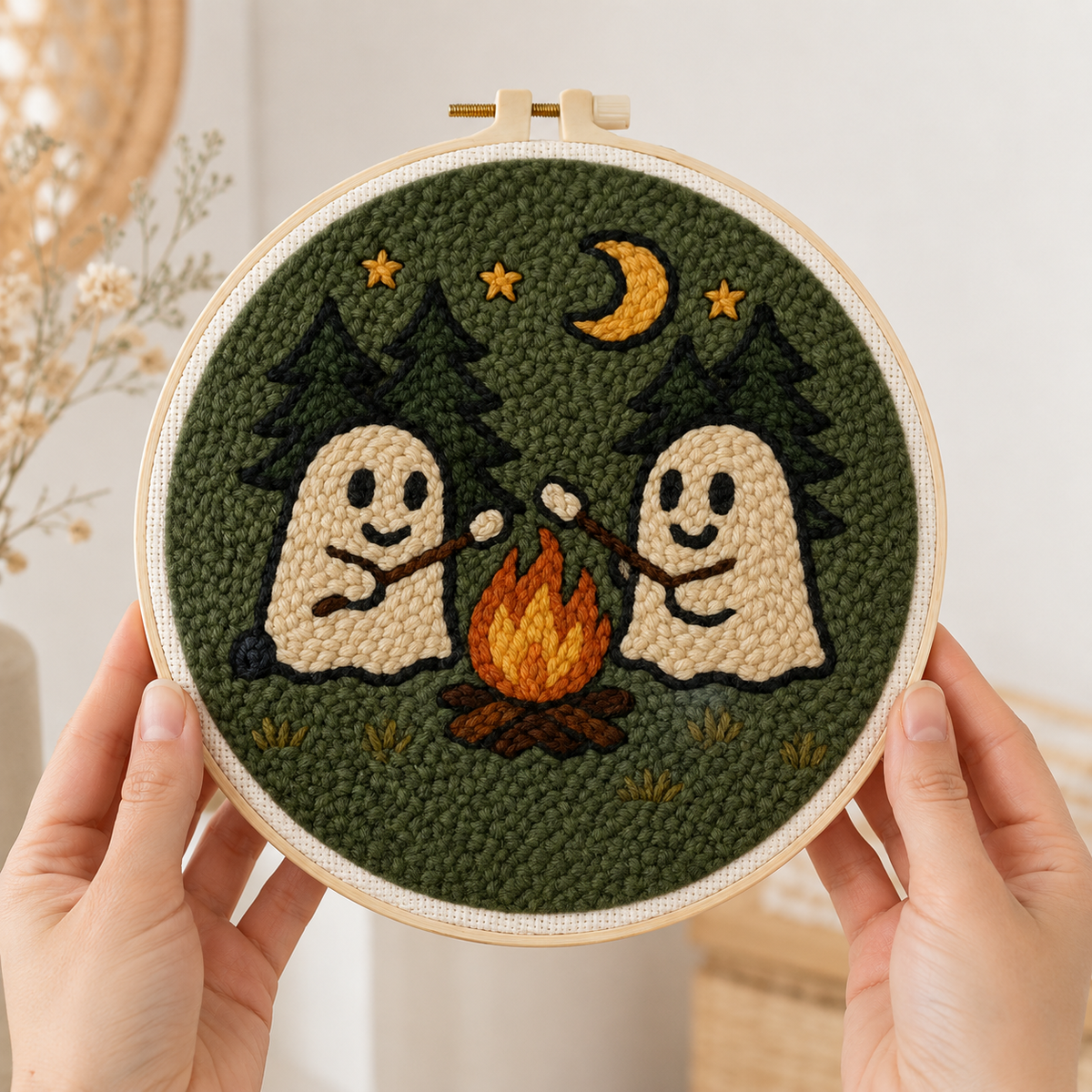 Spooky Campfire Ghosts Punch Needle Kit