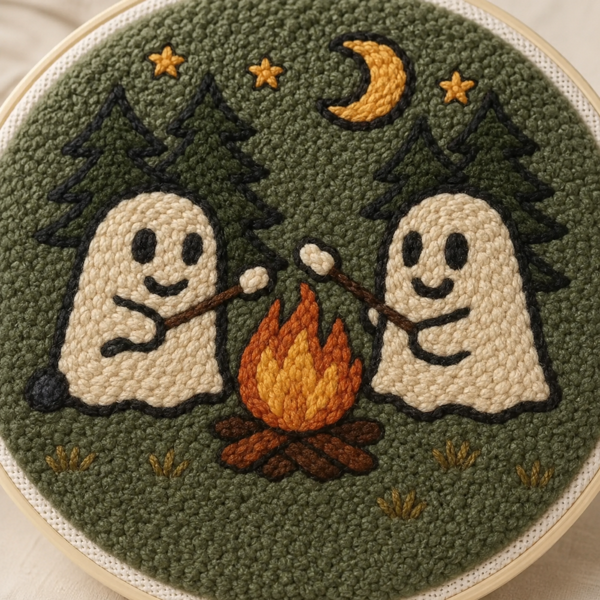 Spooky Campfire Ghosts Punch Needle Kit