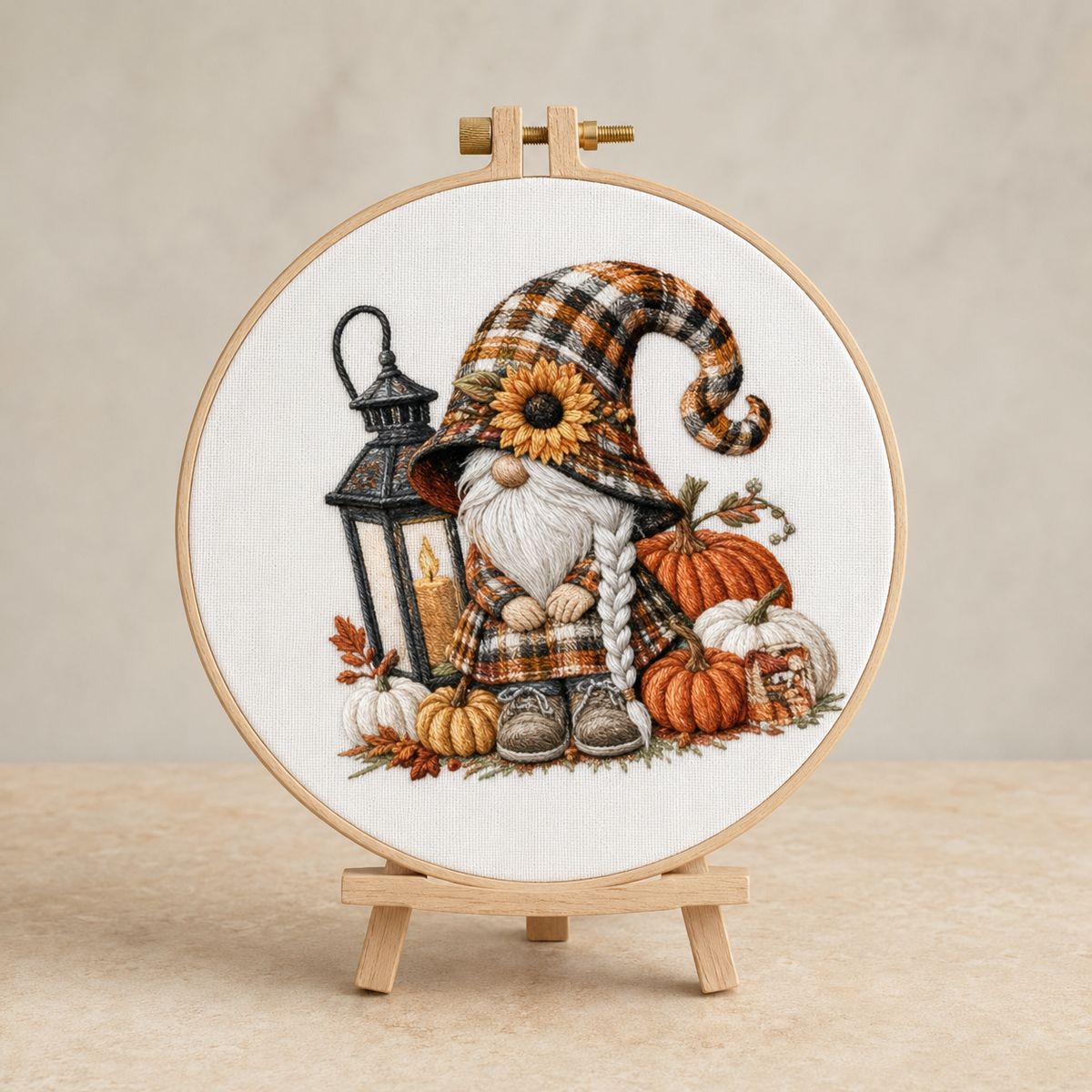 Autumn Gnome Lantern Embroidery Kit
