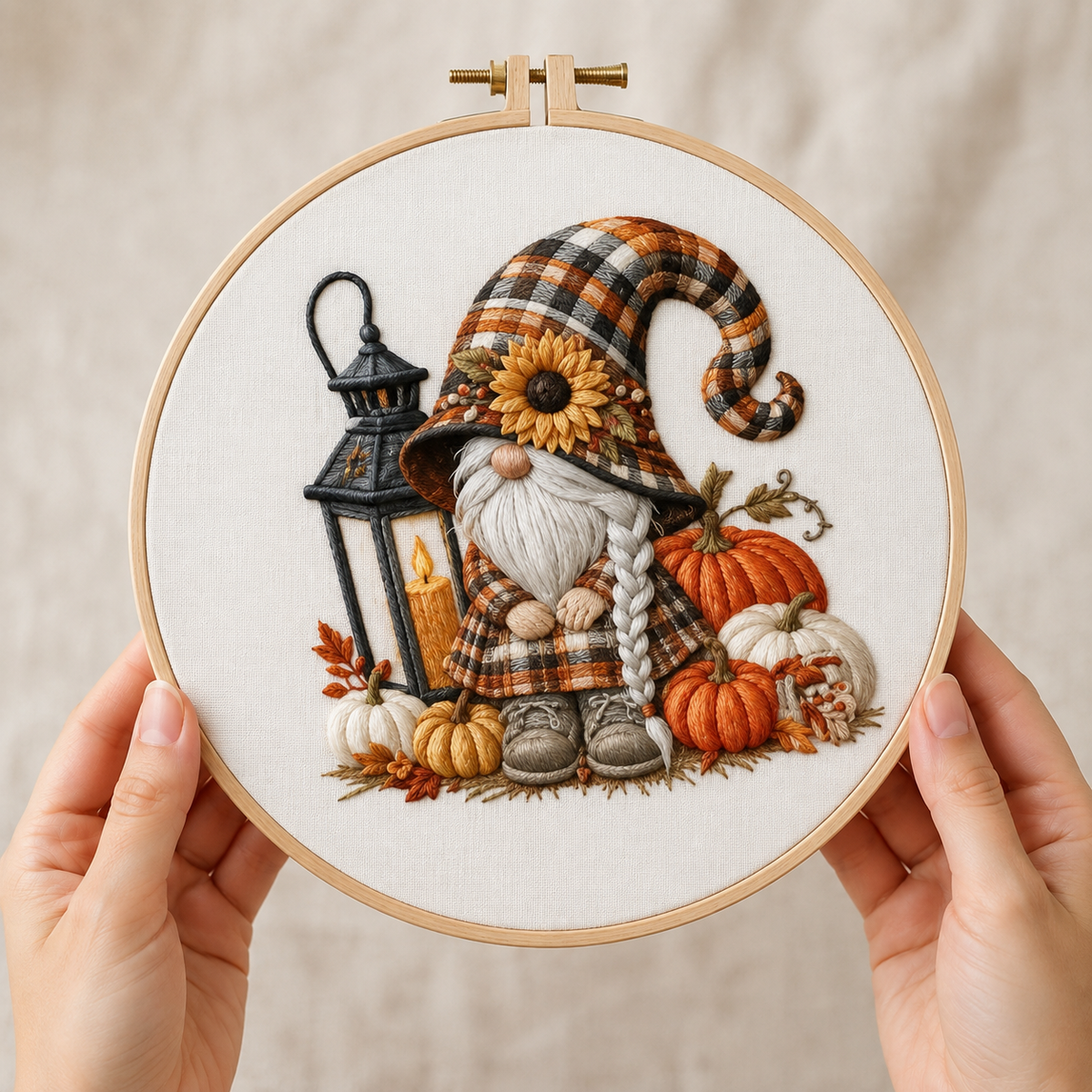 Autumn Gnome Lantern Embroidery Kit