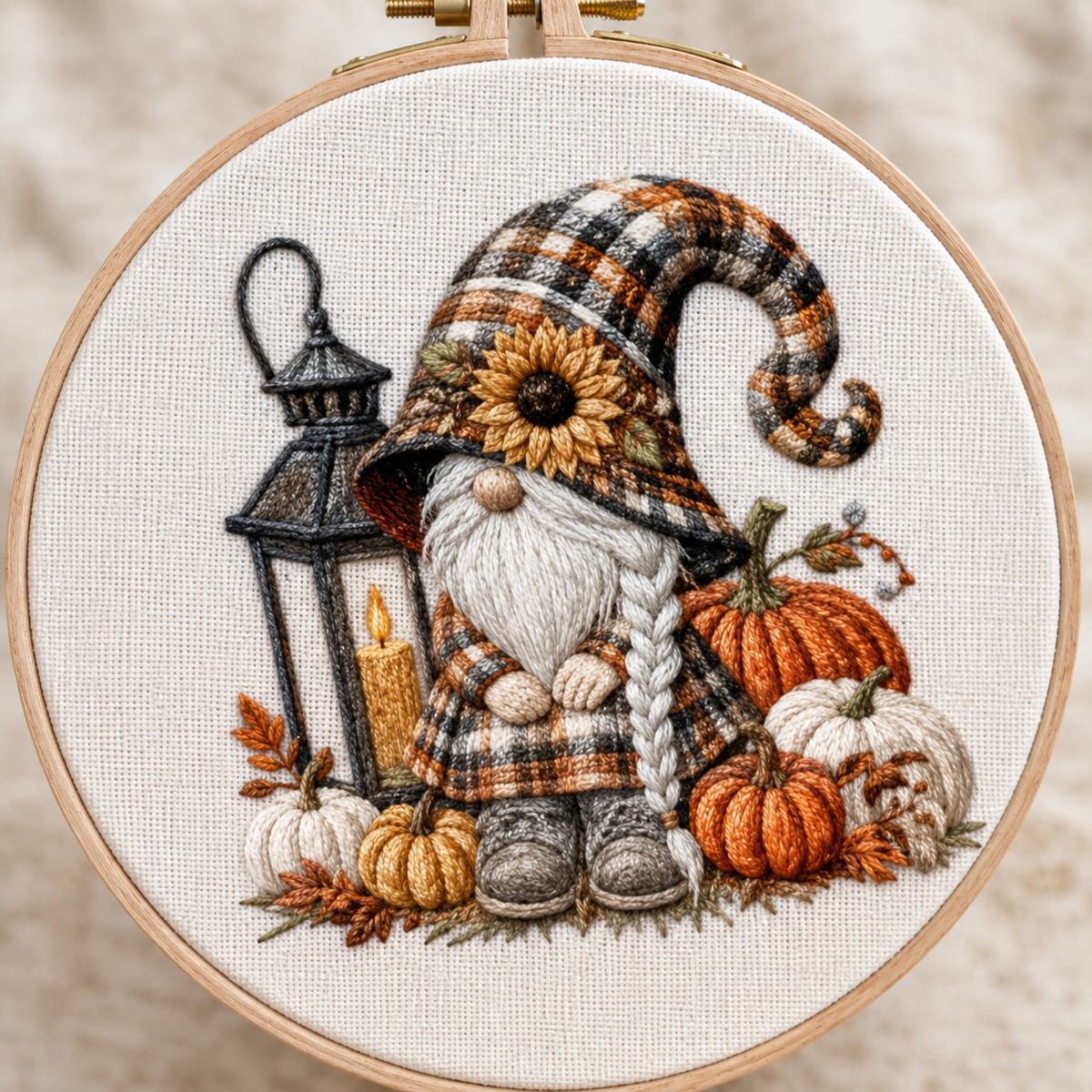 Autumn Gnome Lantern Embroidery Kit