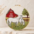 Grazing Horses Farm Embroidery Kit
