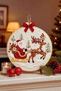 Santa and reindeer embroidery kit finished Christmas scene cross stitch