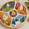 Four Seasons embroidery hoop art landscapes