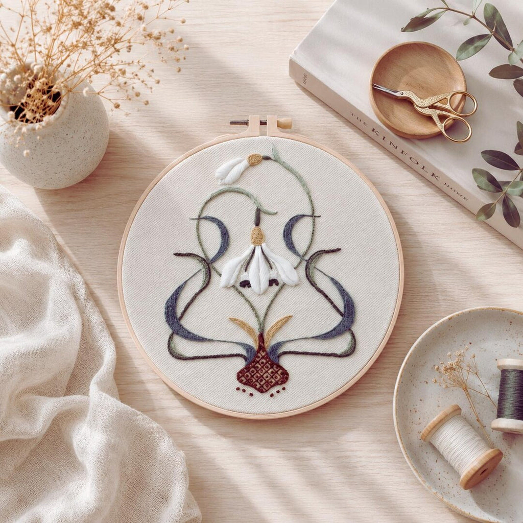 Snowdrop embroidery kit contents