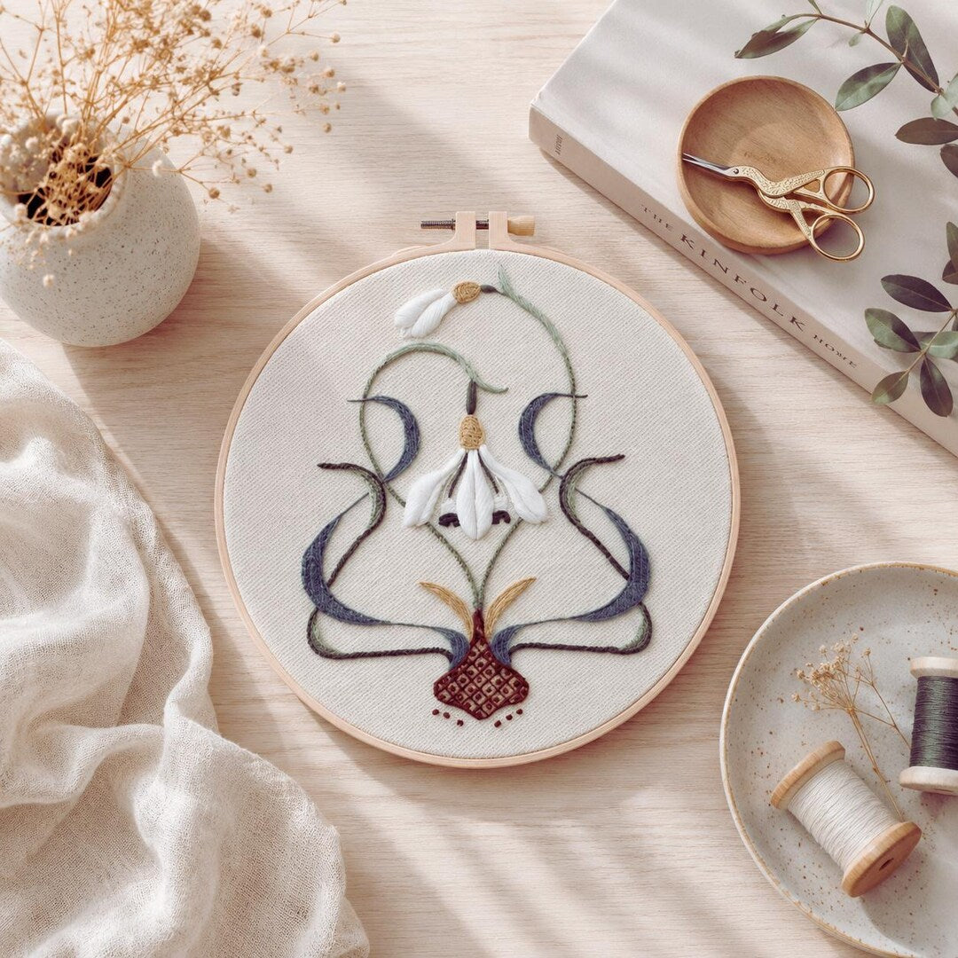 Snowdrop embroidery kit contents