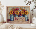 Sunflower Cross Stitch Kit, Floral Embroidery Kit, DIY Needlepoint Kit for Adults, Rustic Farmhouse 
