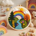 Rainbow Punch Needle Kit for Beginners, Colorful Landscape Fiber Art Kit, DIY Nature Craft Set, Whim