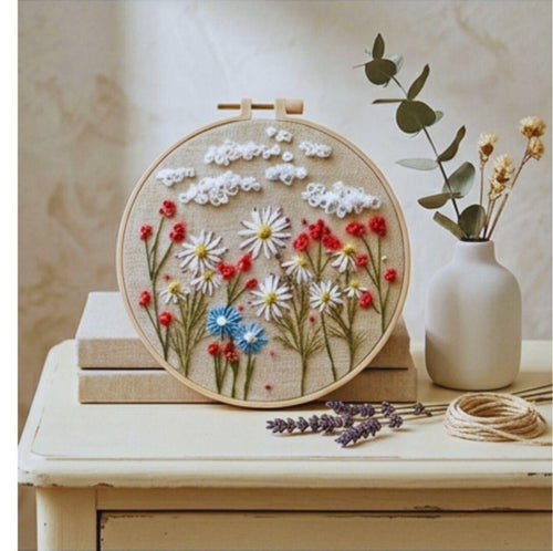 3D daisy wildflower embroidery kit finished piece