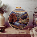 Mountain river landscape embroidery kit finished design