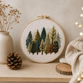 Woodland trees embroidery kit finished piece