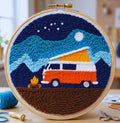 Camping Punch Needle Kit, Camper Van Embroidery Kit, Adventure DIY Craft Kit, Van Life Decor, Beginn