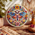 Folk art moth embroidery kit colorful design