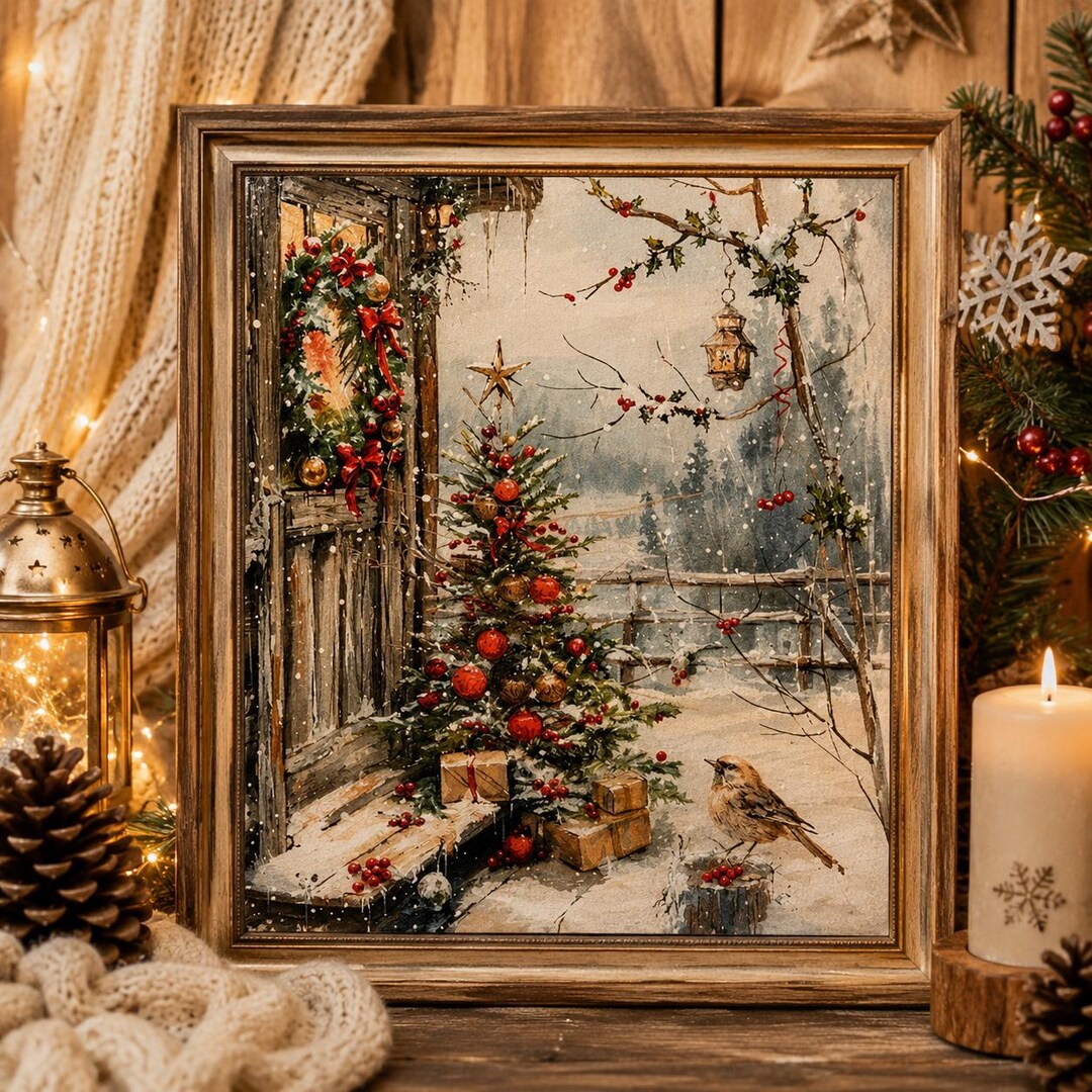 Christmas Cross Stitch Kit for Beginners, Winter Cottage Counted Cross Stitch Kit, Holiday Needlewor