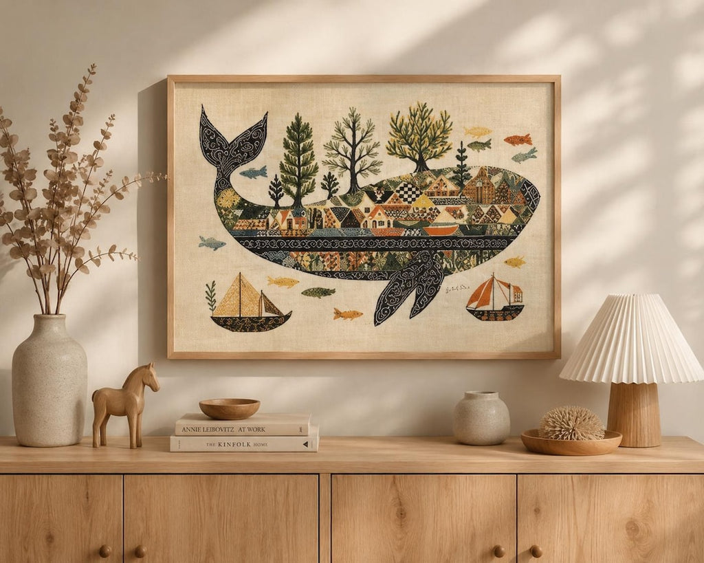 Whale Cross Stitch Kit for Beginners, Coastal Counted Cross Stitch Kit, Ocean Needlework Pattern, Na