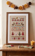 Christmas Cross Stitch Kit, Merry Christmas Embroidery Pattern, Scandinavian Holiday DIY Kit, Winter