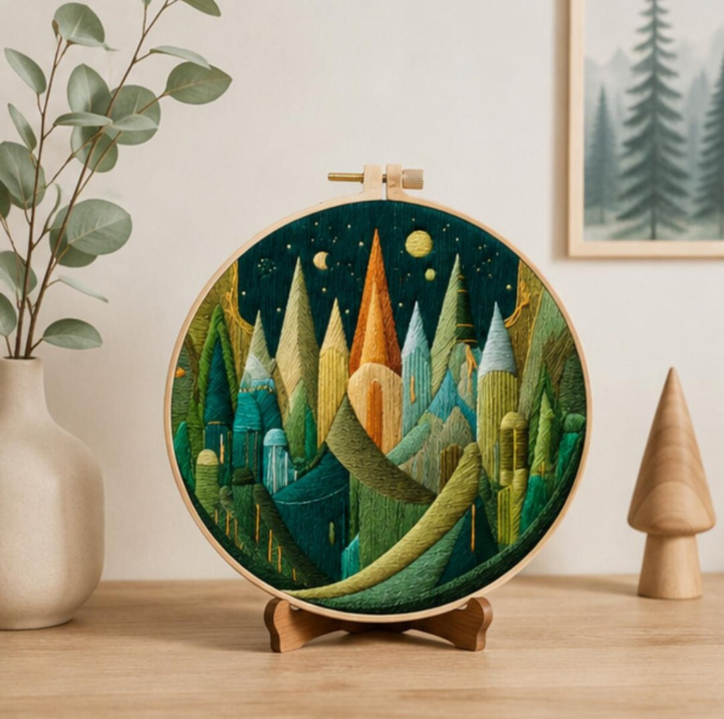 Nordic forest embroidery kit finished hoop art
