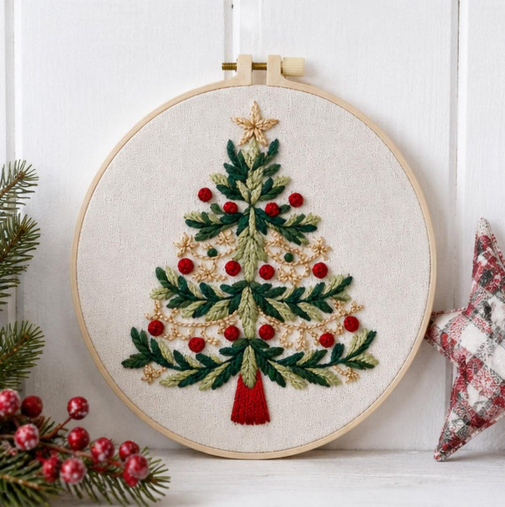 Christmas Embroidery Kit, Christmas Tree Cross Stitch Kit, Beginner DIY Holiday Embroidery, Handmade