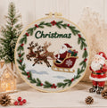 Santa Embroidery Kit for Beginners, Christmas Embroidery Kit, Santa Sleigh DIY Needlepoint Kit, Holi