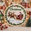 Santa sleigh embroidery kit finished piece