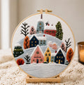 Winter village embroidery kit finished cozy cottage cross stitch