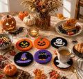 Halloween Punch Needle Kit, Pumpkin Ghost Black Cat Coasters, DIY Embroidery Coaster Kit, Beginner H