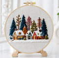 Winter Village Embroidery Kit, Snowy House Embroidery Kit for Beginners, DIY Christmas Cottage Embro