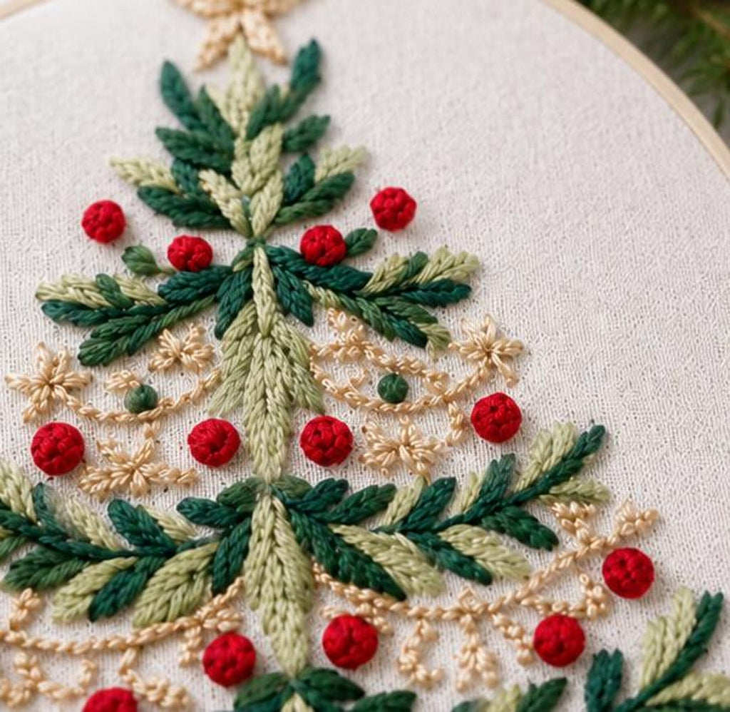 Christmas Embroidery Kit, Christmas Tree Cross Stitch Kit, Beginner DIY Holiday Embroidery, Handmade