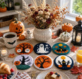 Halloween Punch Needle Coaster Kit - Ghost and Haunted House design