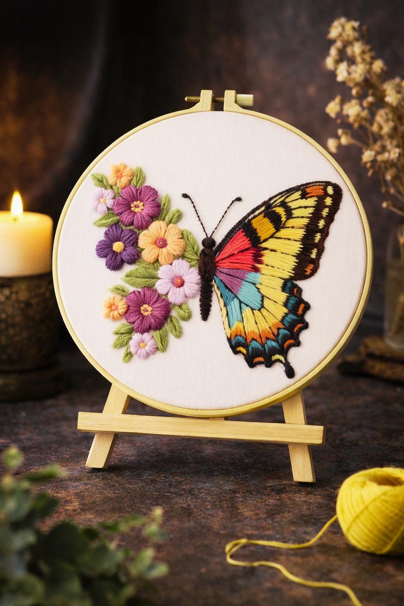 Butterfly embroidery pattern detail