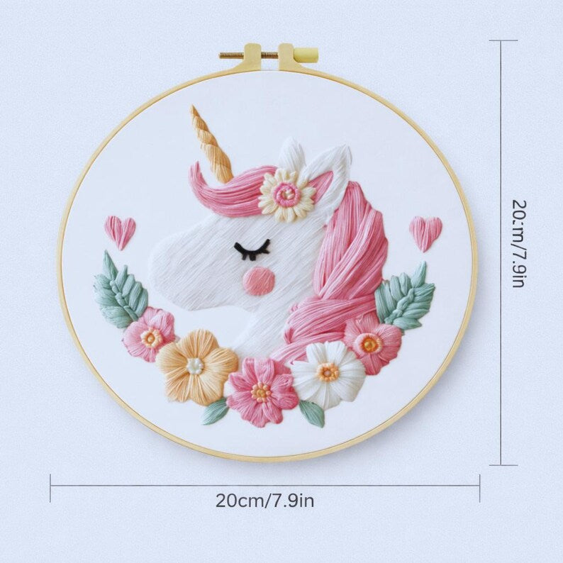 Unicorn embroidery kit pattern detail