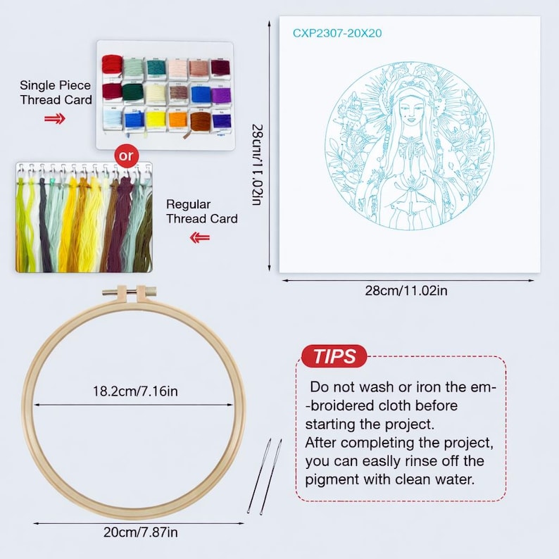 Virgin Mary embroidery kit close up
