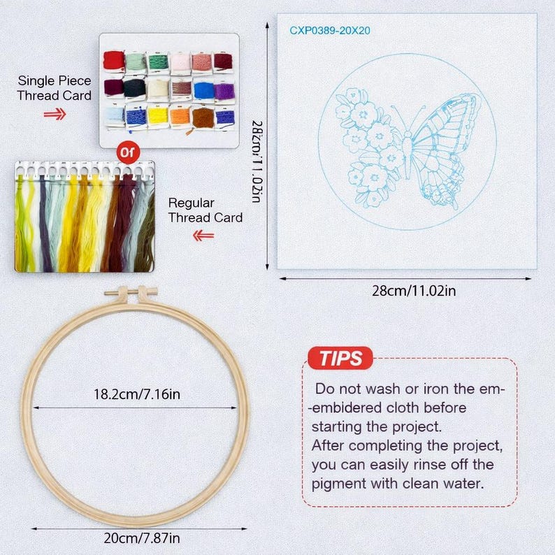 Butterfly embroidery kit supplies