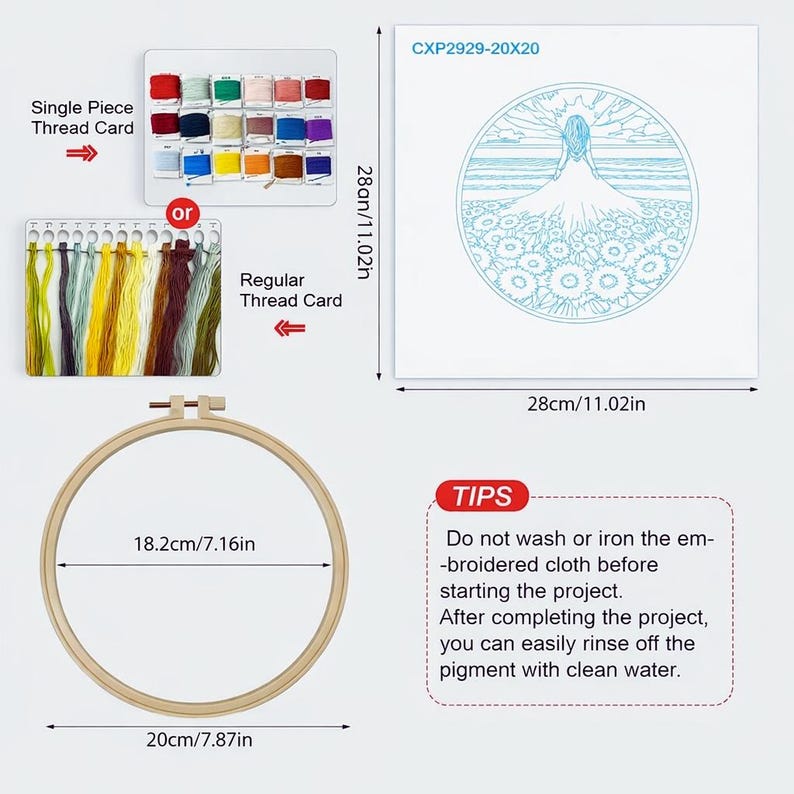 Floral embroidery kit supplies