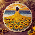 Sunflower floral embroidery hoop art