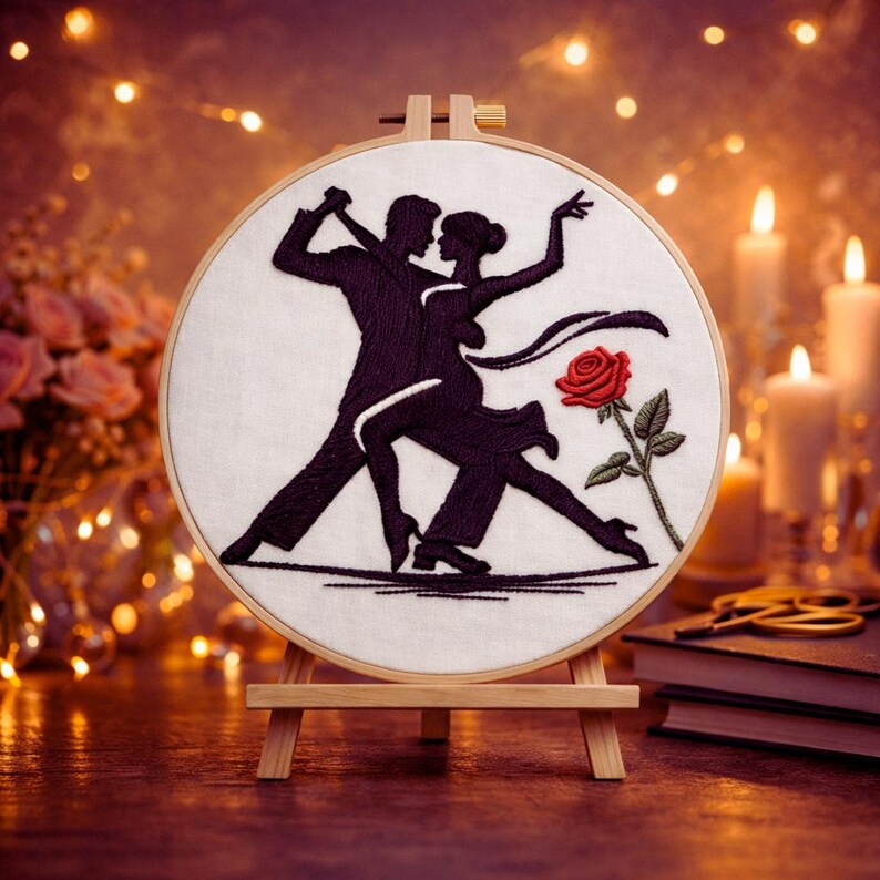 Dancer couple embroidery close up