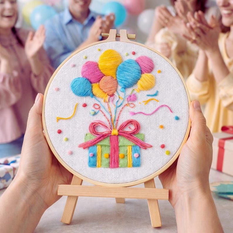 Balloon gift embroidery kit materials