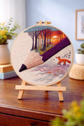 Forest sunset pencil landscape embroidery hoop