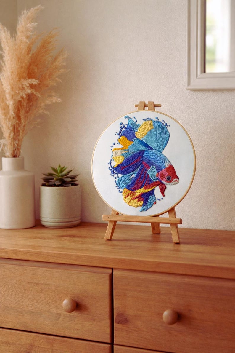 Betta fish embroidery kit materials